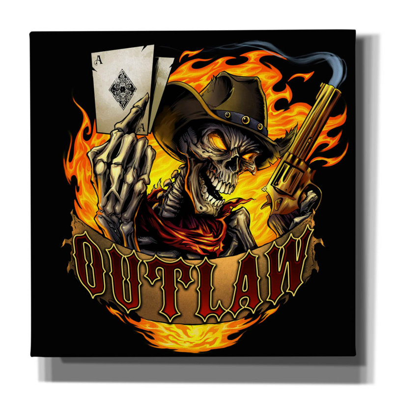 «Dorrell Outlaw Skeleton» sur toile, H 12 po x l 12 po x P 0,75 po