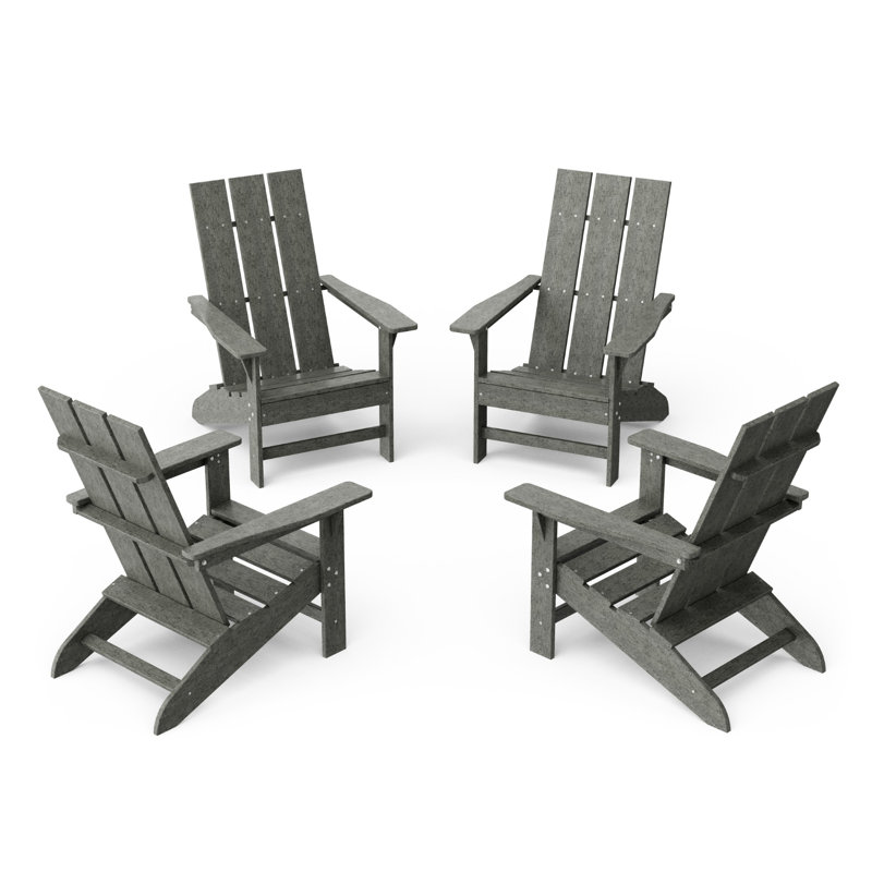 Freedom 4-Piece Modern Adirondack Conversation Set, Dark Gray