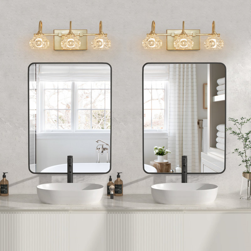 Éclairage de meuble-lavabo rétro 3 lumières, Doré