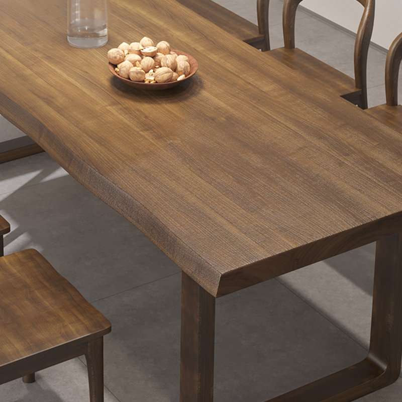 Table de salle à manger rectangulaire en bois massif Nut-Brown, H 29,53 po x l 86,61 po x P 35,43 po