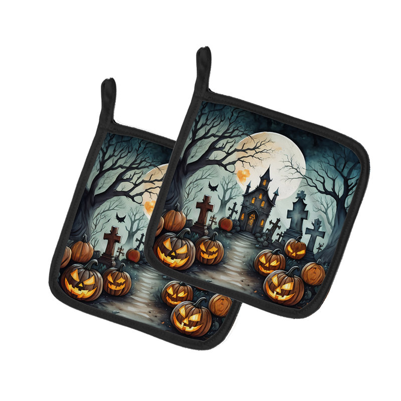 Paire de porte-casseroles Graveyard Spooky Halloween