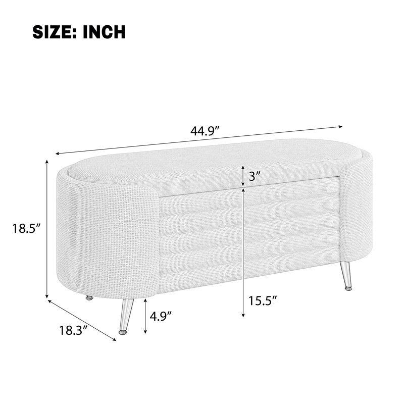 Banc de rangement rembourré avec pieds en métal Galileo, Vert