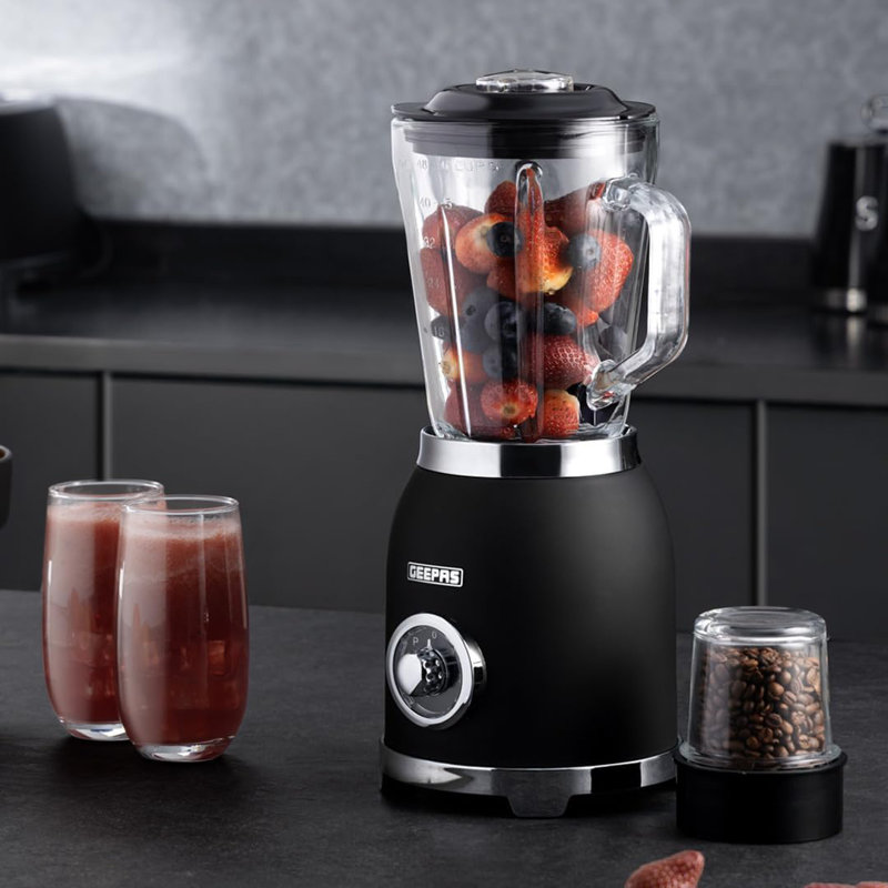 GEEPAS Retrovive 1.7L Electric Kettle, 4 Slice Bread Toaster, 2-in-1 Jug Blender & 20 Litre 700W Digital Freestanding Microwave Oven Combo Set | 3000W Vintage Cordless Kettle