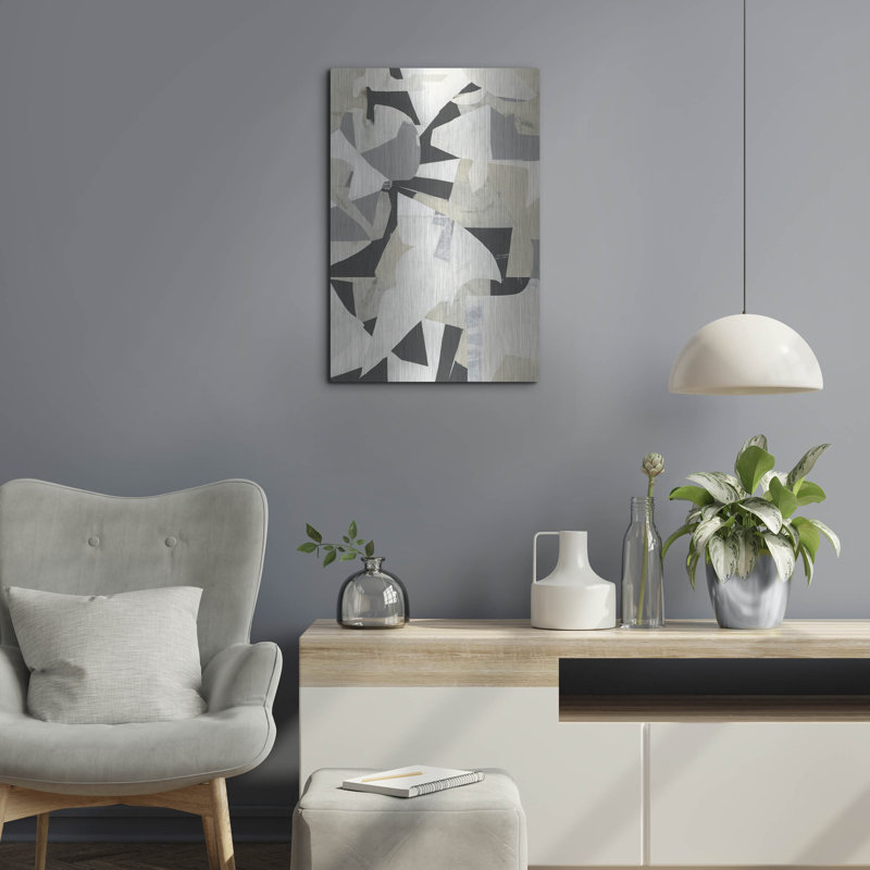 Art mural en métal luxueux «Monochrome Falls 2» par Cartissi, 16 po x 24 po, H 24 po x l 16 po