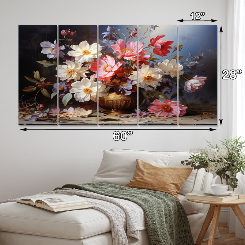 Wildflowers Eternal Blossoms Bouquet - Floral Wall Decor - 5 Equal Panels