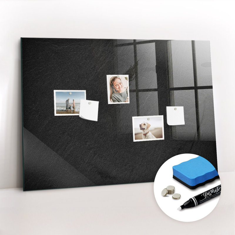Magnetic Glass Dry Erase Board, Dark Rock