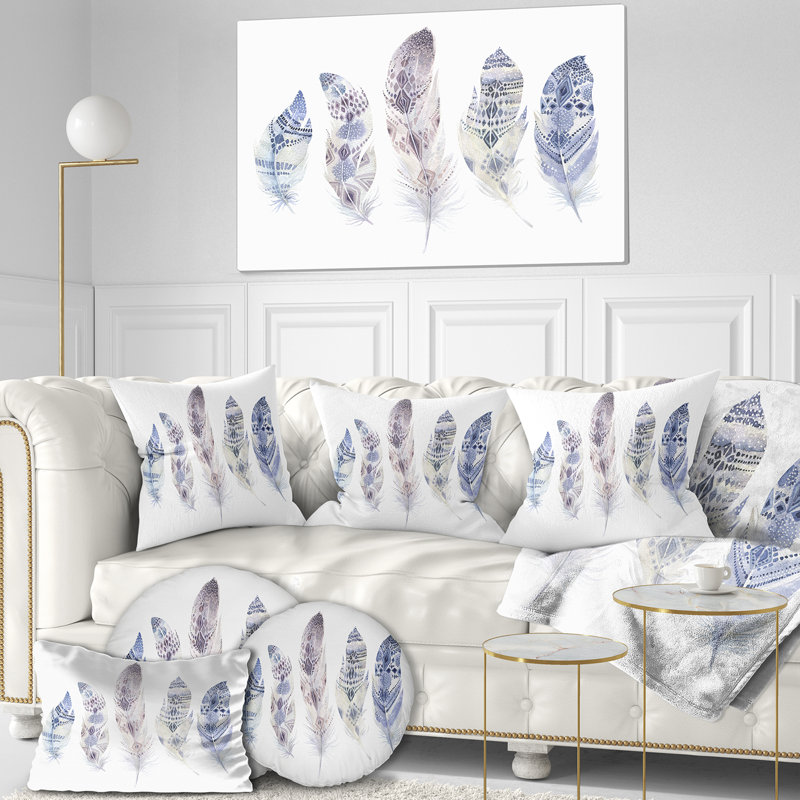 Cinq plumes - imprimé animaux, Toile tendue, H 16 po x l 32 po x p 1 po