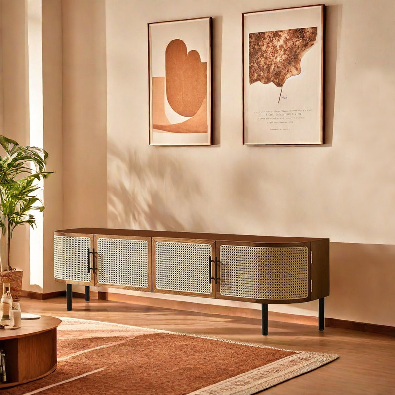 Italian style living room creative TV stand, Brown, 82.68" W
