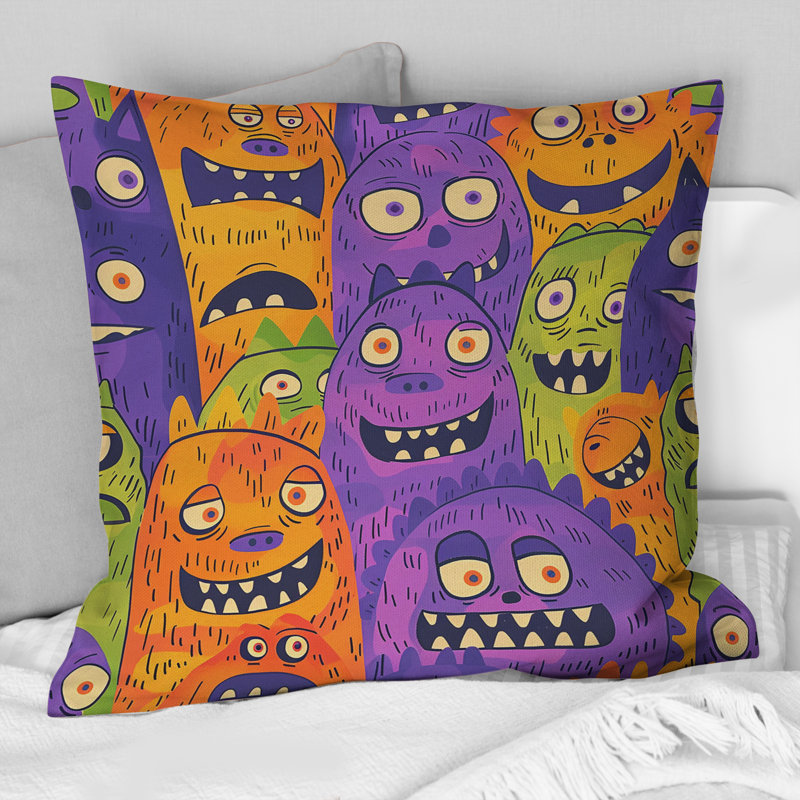 Coussin Childrens, H 18 po x H 18 po, Mauve / vert