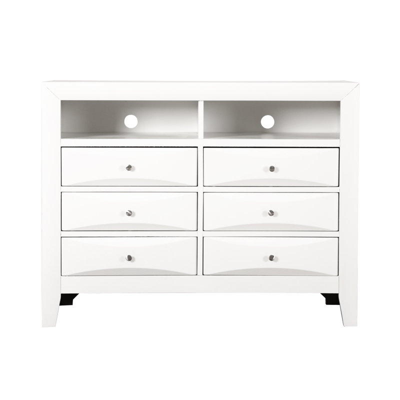 Commode blanche moderne avec rangement en panneau de particules pour espaces de vie polyvalents