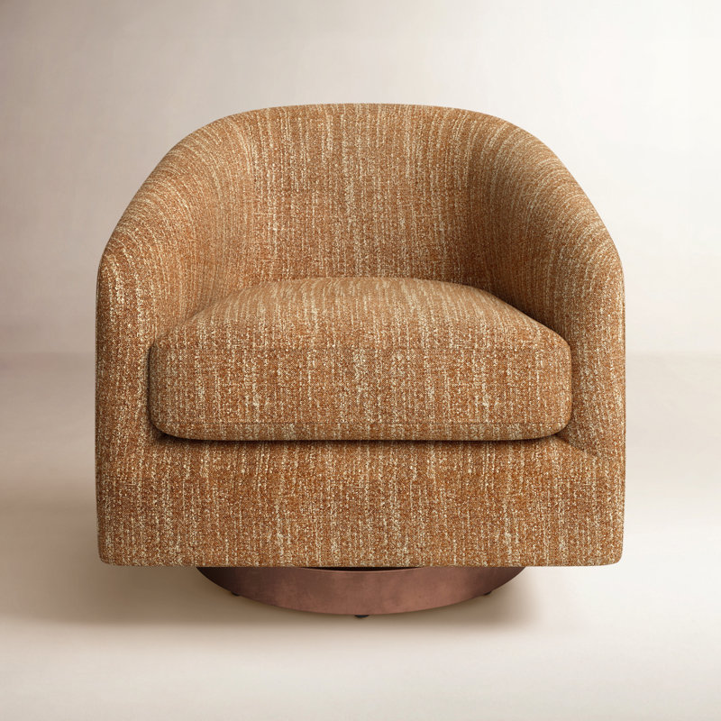Fauteuil demi-tonneau pivotant Bennett, Boucle moutarde moelleuse