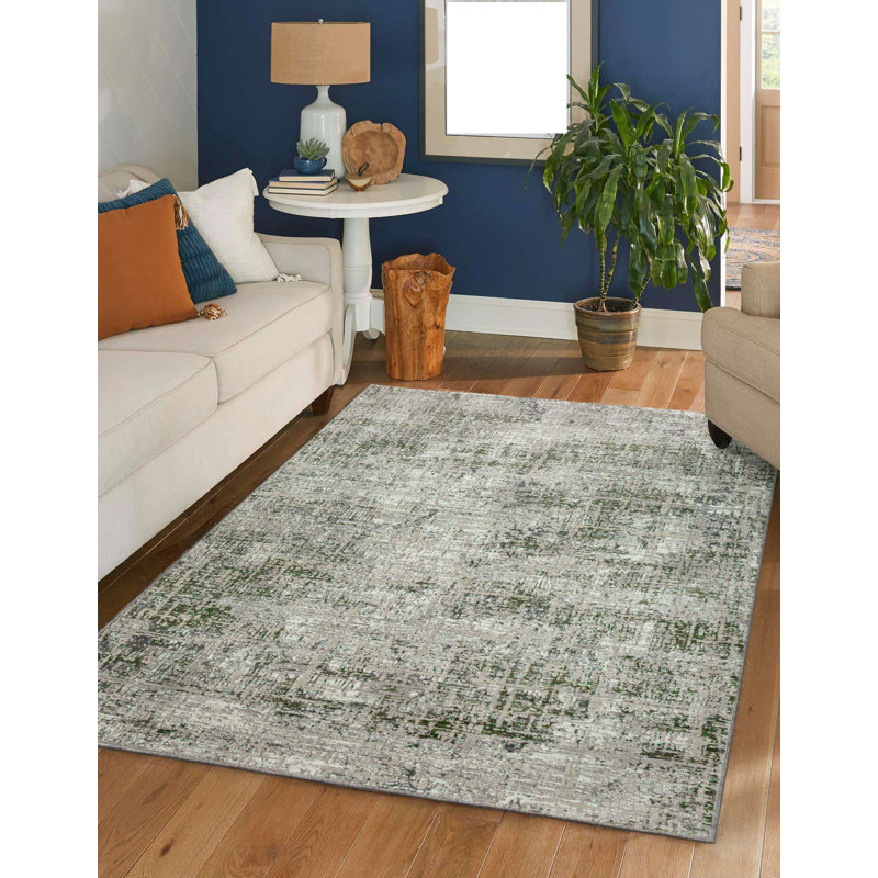 Tapis vert rayé Livigno 1241, Rectangle 7 pi 10 po x 10 pi 6 po