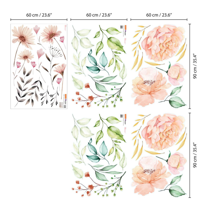 Décoration murale pastel aquarelle fleurs