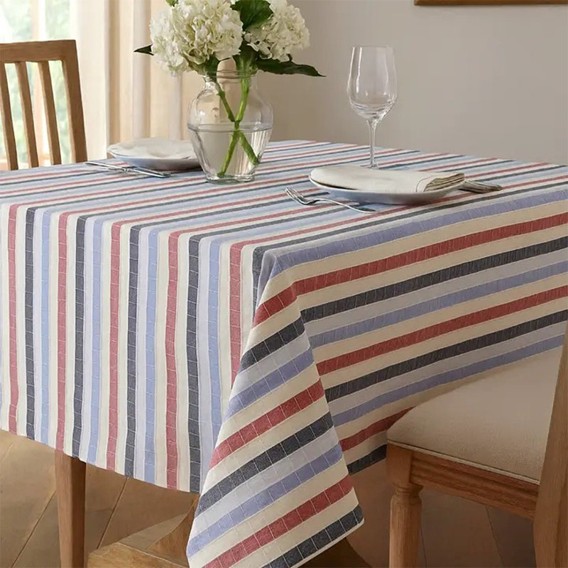 Stitched Checkerd Cotton 54" Square Tablecloth