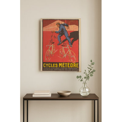 Cycles Météore vintage français Affiche de vélo Toile Wall Art — Portrait Metal Wall Art