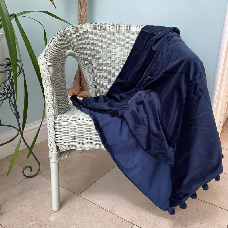 Reith Hand Woven Throw Blanket, Navy