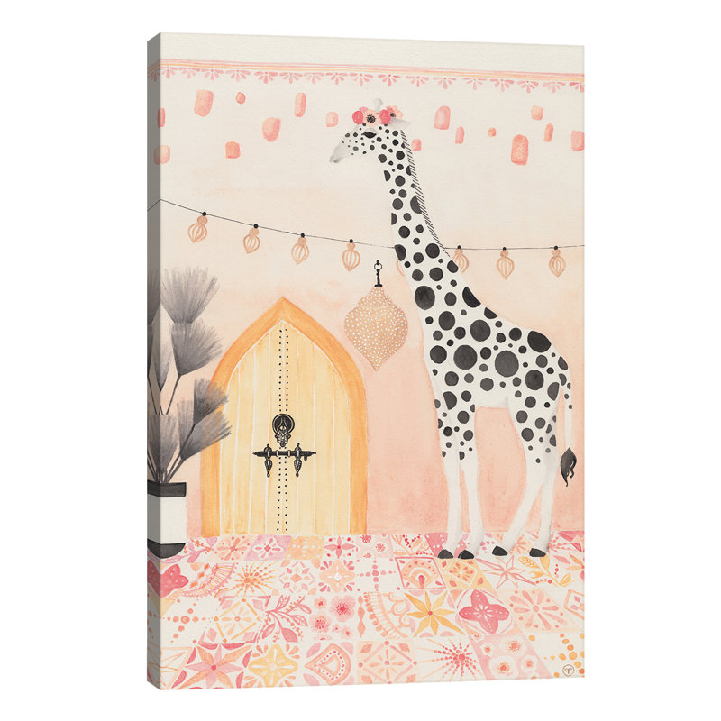 Girafe au Maroc, art encadré, Toile tendue, H 12 po x l 8 po x P 0,75 po