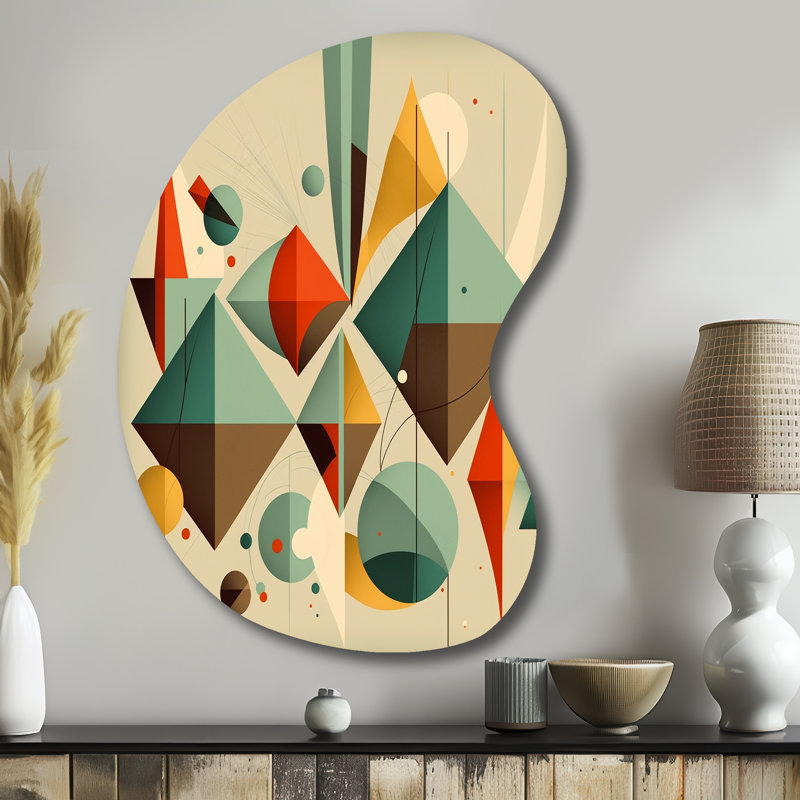 Dimensions Mid-Century rétro III - forme de flèche moderne de style Mid-Century - art mural métallique asymétrique