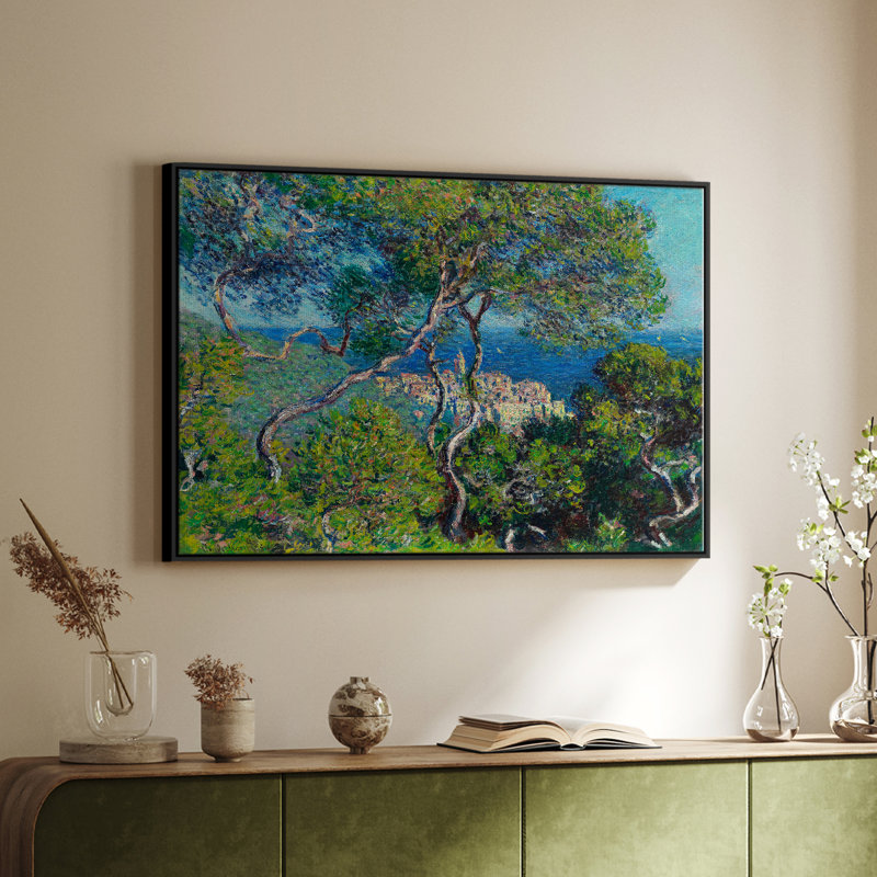 Paysage rétro - CV, H 25 po x l 37 po x P 2 po, Toile avec cadre flottant noir