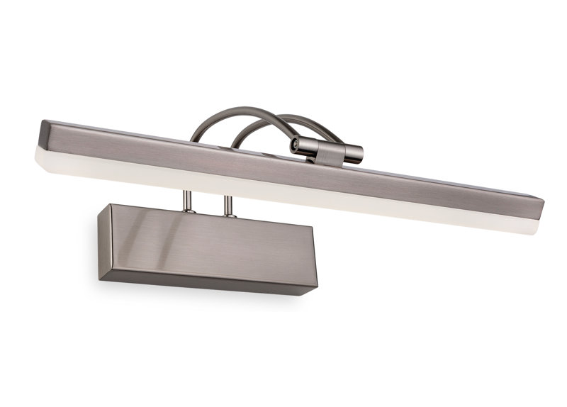 1 -Light Hardwired LED Wall Mounted Picture Light, Brushed Steel, 4.33" H x 14.17" W x 7.48" D