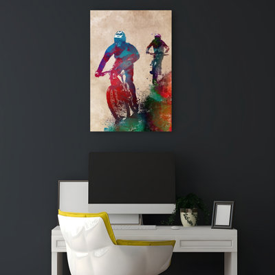 «Vibrant Mountain Bikers», art mural contemporain