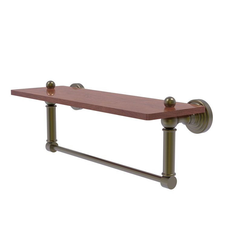 Beresford Bracket Shelf with Towel Bar, Antique Brass, 5" H x 16" W x 5" D