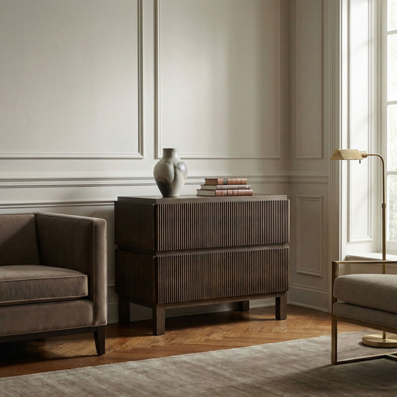 Plato 2 - Drawer Nightstand, Greige Walnut