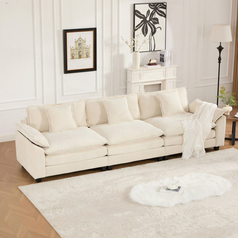 Canapé en chenille 3 places, Beige