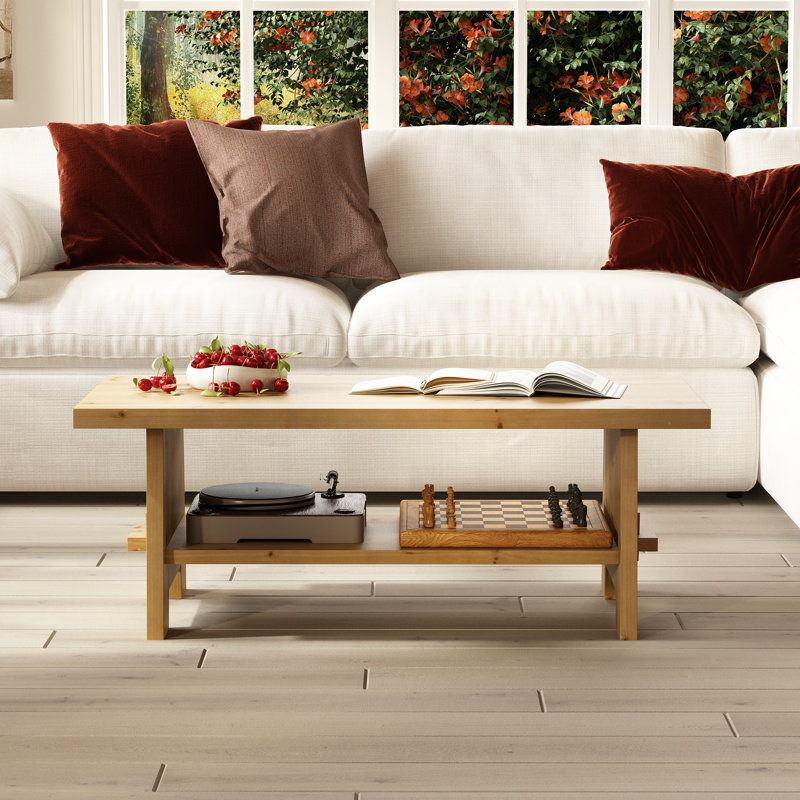 Table basse en bois massif 43,3 po avec mortaise Tenon, Naturel