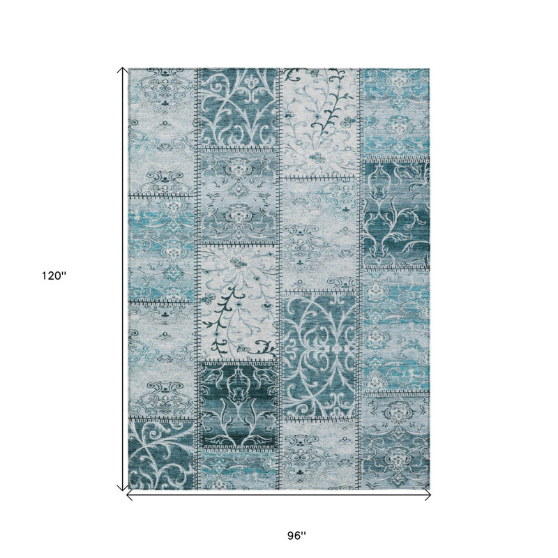 Tapis extérieur lavable antidérapant 8 pi x 10 pi bleu sarcelle