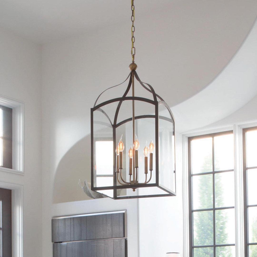 Hinkley 6-Light Open Frame Foyer Chain-Hung Rectangle Chandelier Hinkley