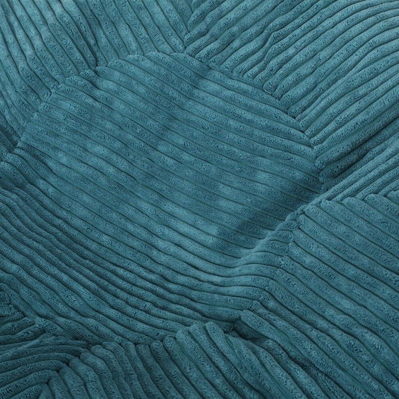 Fauteuil à billes Kenli, Velours côtelé bleu sarcelle