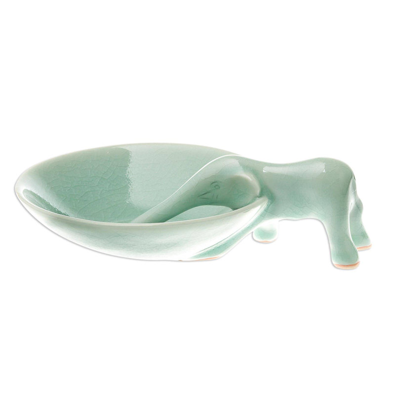 Porte-encens en céramique à l’éléphant sipp Bontemps, Vert