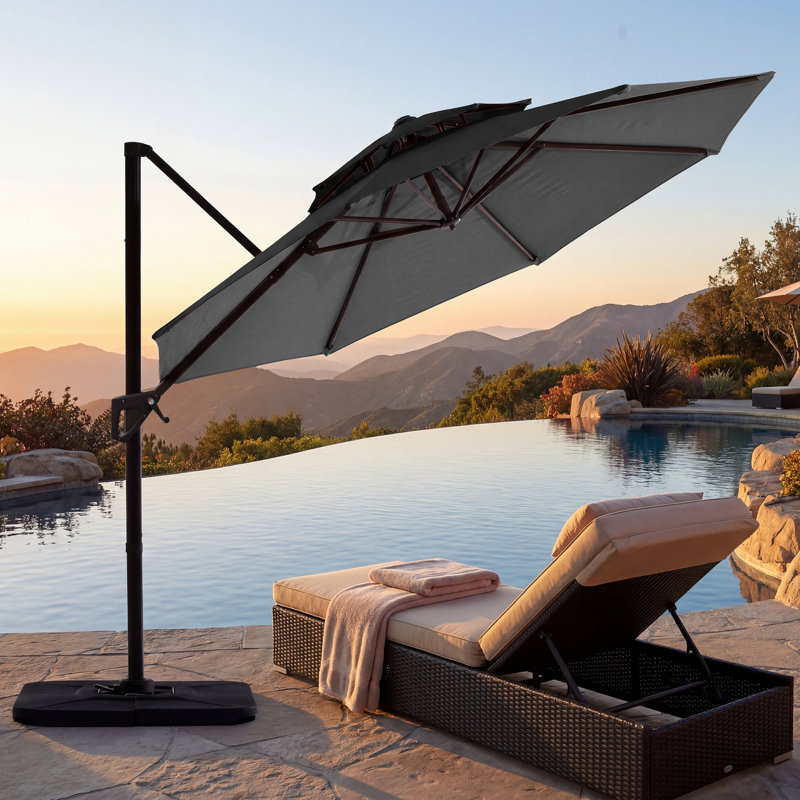 Parasol en porte-à-faux Pulk, Gris, L 120 po x P 120 po