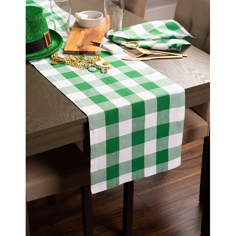 Wolsingham Gingham 100% Cotton Table Runner, 72" L x 14" W, Black
