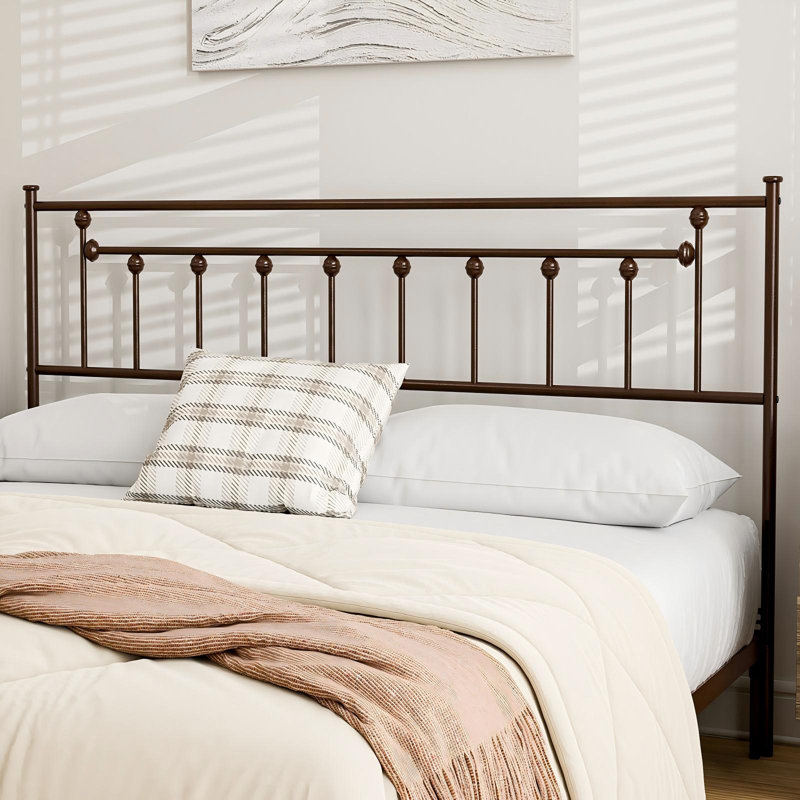 Tête de lit en métal de taille très grand, hauteur réglable, tête de lit très grand pour chambre à coucher, style maison de campagne rustique, cadre de fixation, assemblage facile, brun