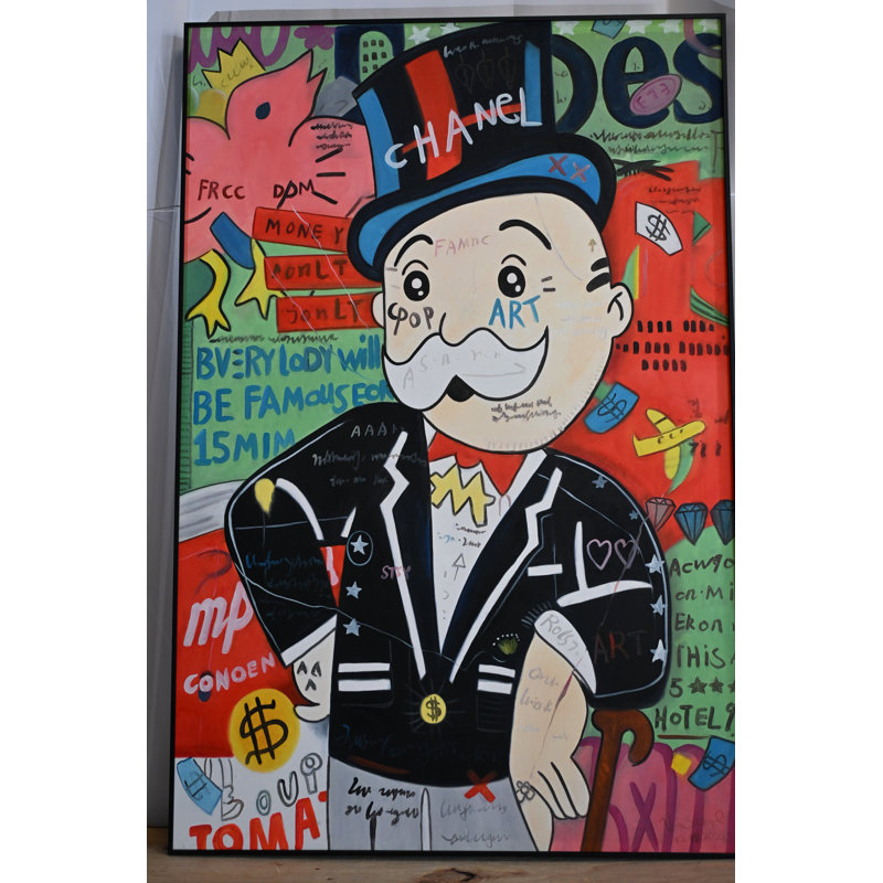 «Rich Uncle Pop Art», peinture sur toile encadrée Street Art 61 po x 41 po