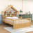 Wood House Bed with Storage Headboard-391070134-391070128