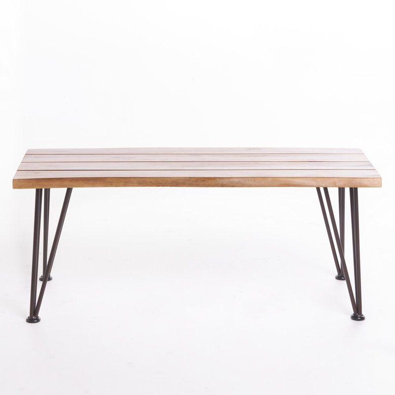 Industrial Style Coffee Table With Wood And Iron, 18" X 43" 18", Finish Rustic Metal Outdoor Table, Top, Appearance