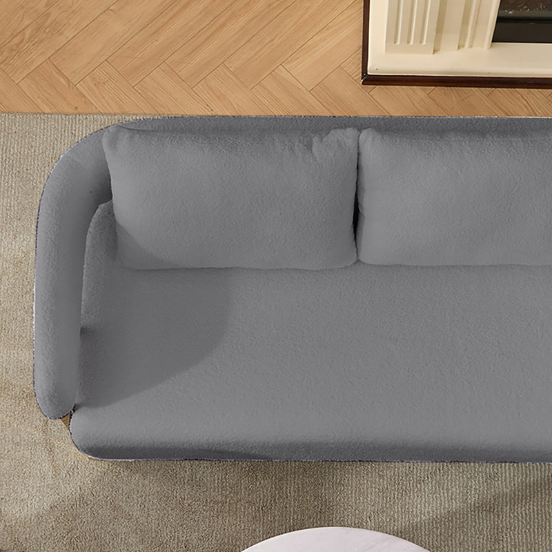 Teddy fleece 2-seater Sofa, Metal Frame, Gray