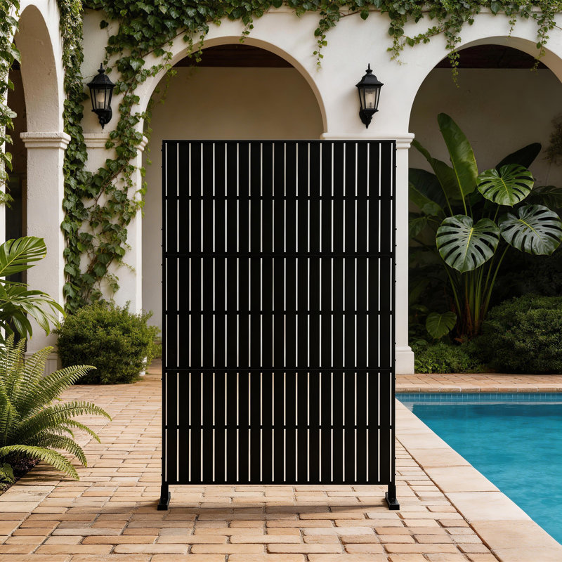 Metal Privacy Screen With Block Pattern