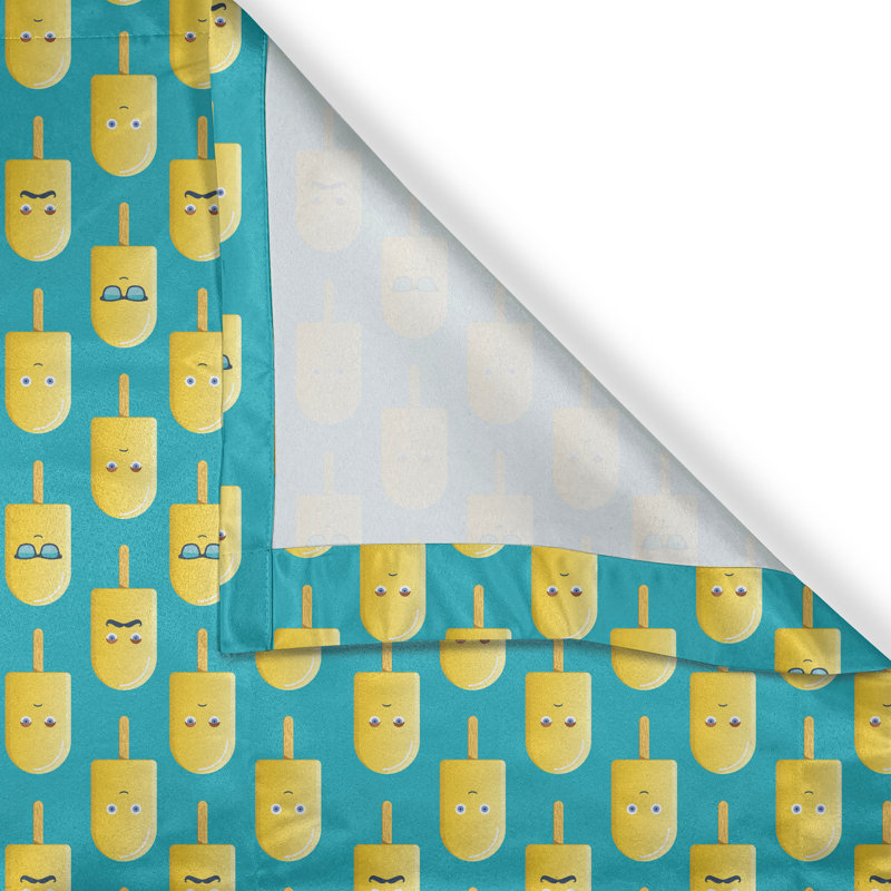Rideau de fenêtre décoratif à 2 panneaux Latitude Run® Ice Cream, 50 po x 96 po, jaune sarcelle, L 50 po x L 108 po