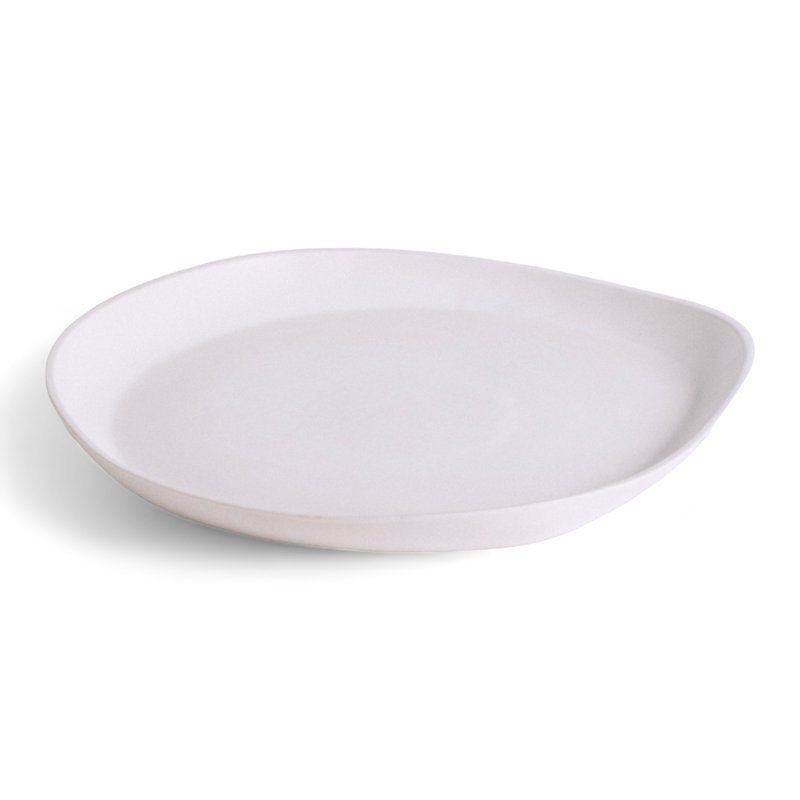 Plat de service rond en grès, Blanc