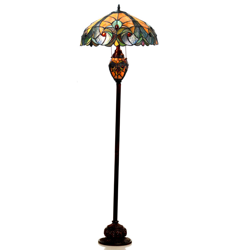 Laurie 65'' Bronze Traditional Floor Lamp, Multicolor/Blue