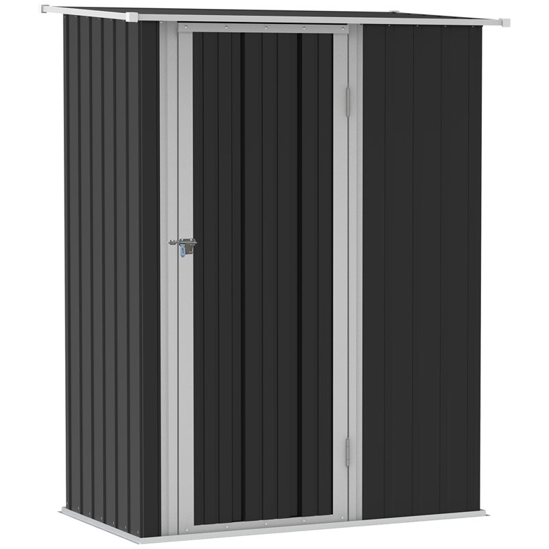 2.75 ft. W x 4.66 ft. D Metal Tongue & Groove Flat Garden Shed, Black/Grey