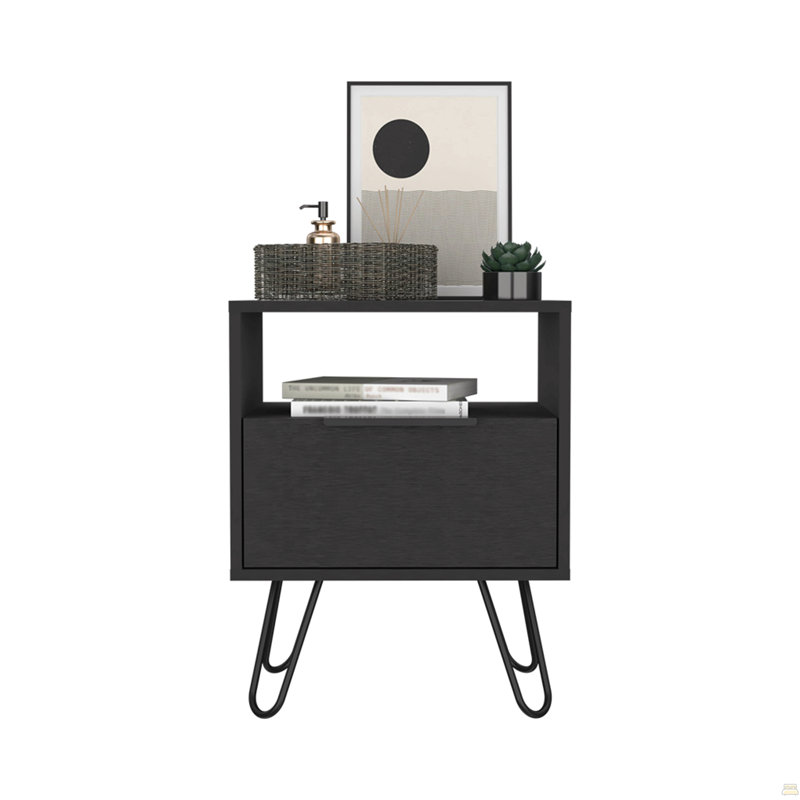 Nightstand Skyoner, Single Drawer, Black