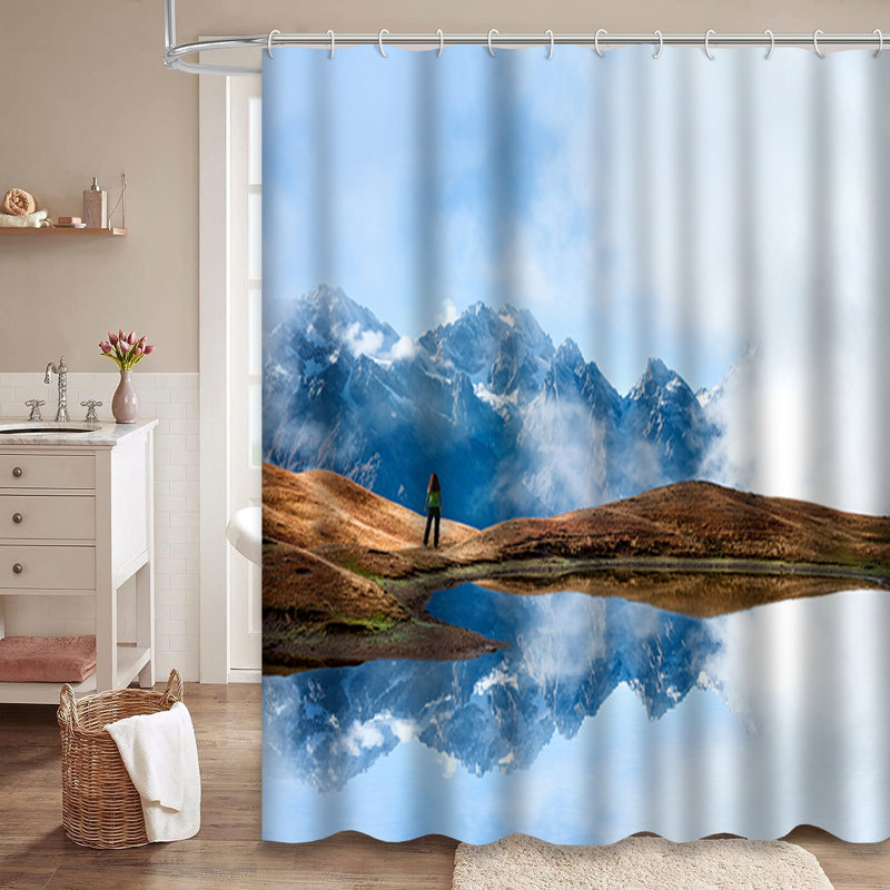 Rideau de douche avec 12 crochets Lake Snow, L 72 po x l 84 po