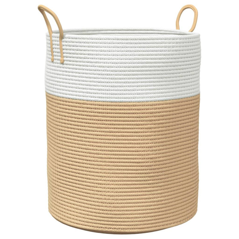House of Hampton Fabric Decorative Basket, Beige/White