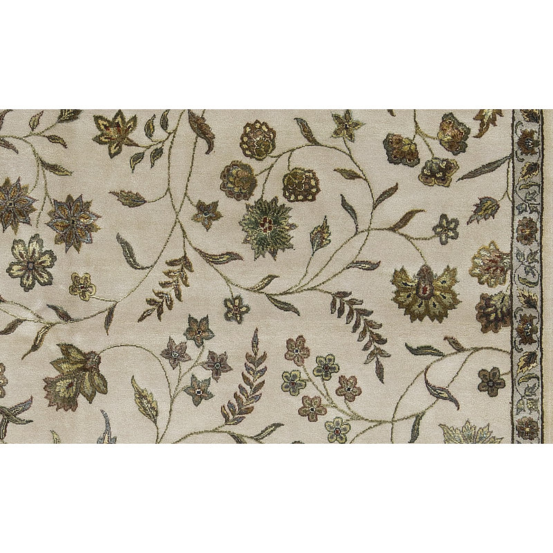 Hand-Knotted High-Quality Ivory Area Rug