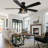52" Industrial Black Caged Flush Mount Ceiling Fan with Light Kit and Remote Control, 6-Speed Reversible DC Motor Low Profile Fan 